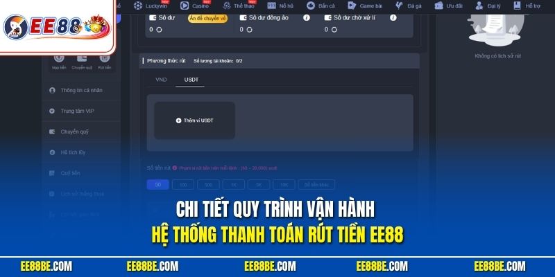 Chi tiết quy trình vận hành hệ thống thanh toán rút tiền EE88 